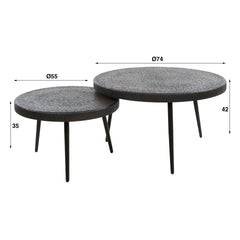 Salontafel Bulky Ferro - Set van 2 - 74x74x42 cm - Ferro Metallic