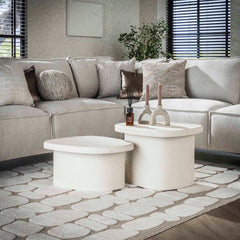 Salontafel Stone Organic - Set van 2 - 57x44x40 cm - Composiet - Marmer