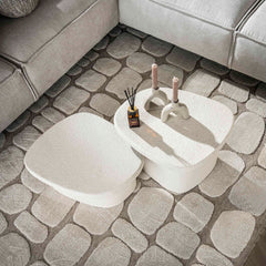 Salontafel Stone Organic - Set van 2 - 57x44x40 cm - Composiet - Marmer