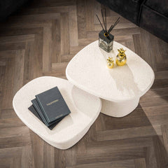 Salontafel Stone Organic - Set van 2 - 57x44x40 cm - Composiet - Marmer