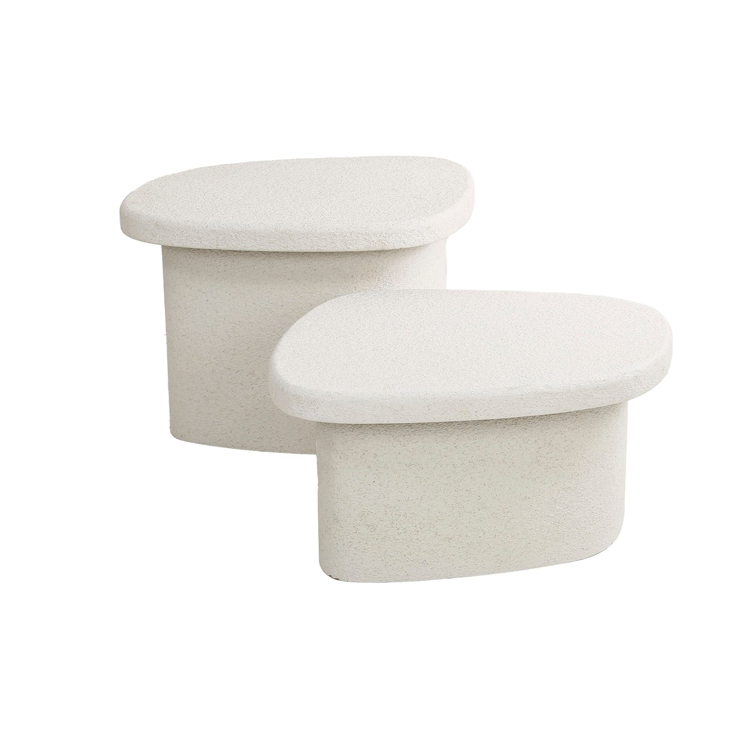 Salontafel Stone Organic - Set van 2 - 57x44x40 cm - Composiet - Marmer