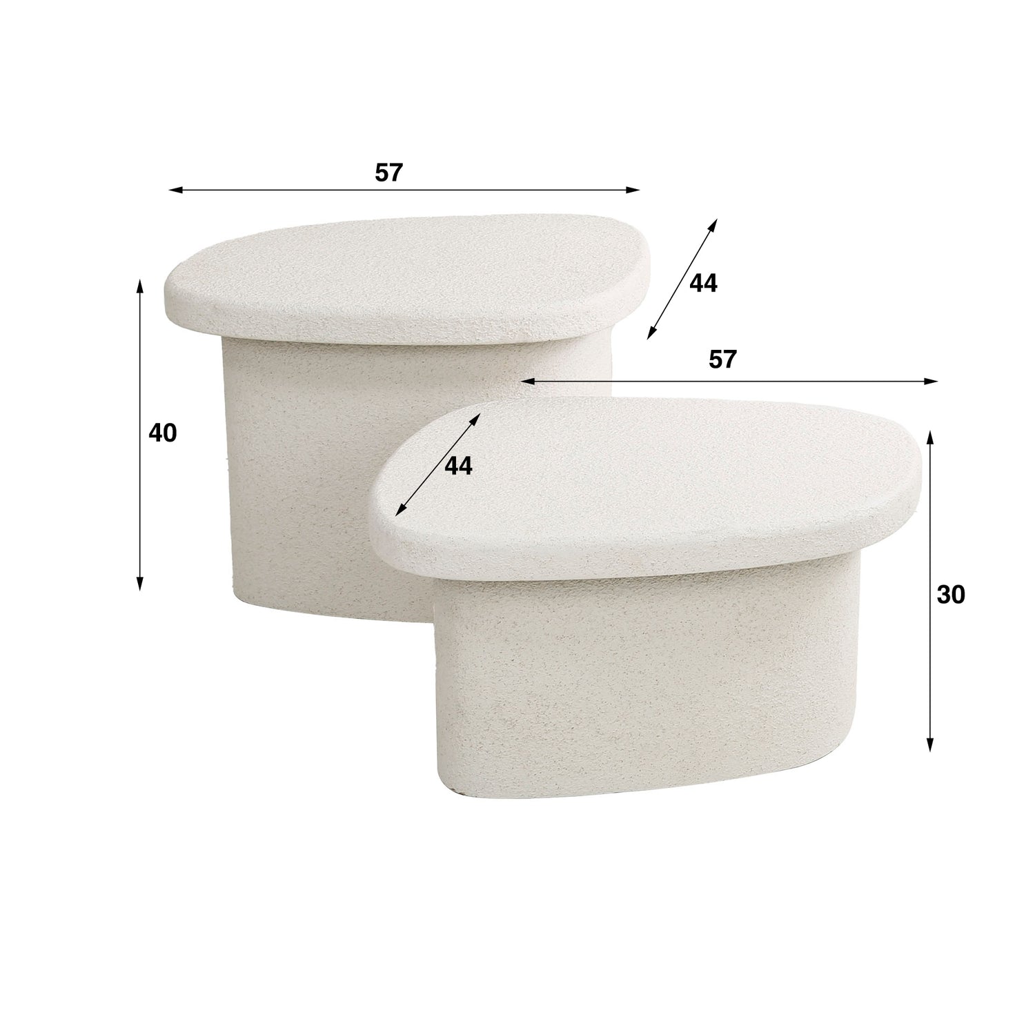 Salontafel Stone Organic - Set van 2 - 57x44x40 cm - Composiet - Marmer