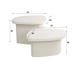 Salontafel Stone Organic - Set van 2 - 57x44x40 cm - Composiet - Marmer