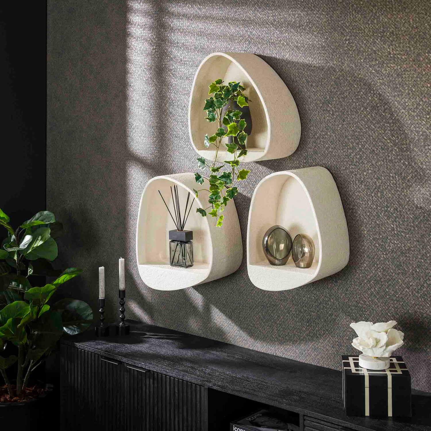 Wandschap Stone Breed - 44x21x49 cm - Marmer Composiet