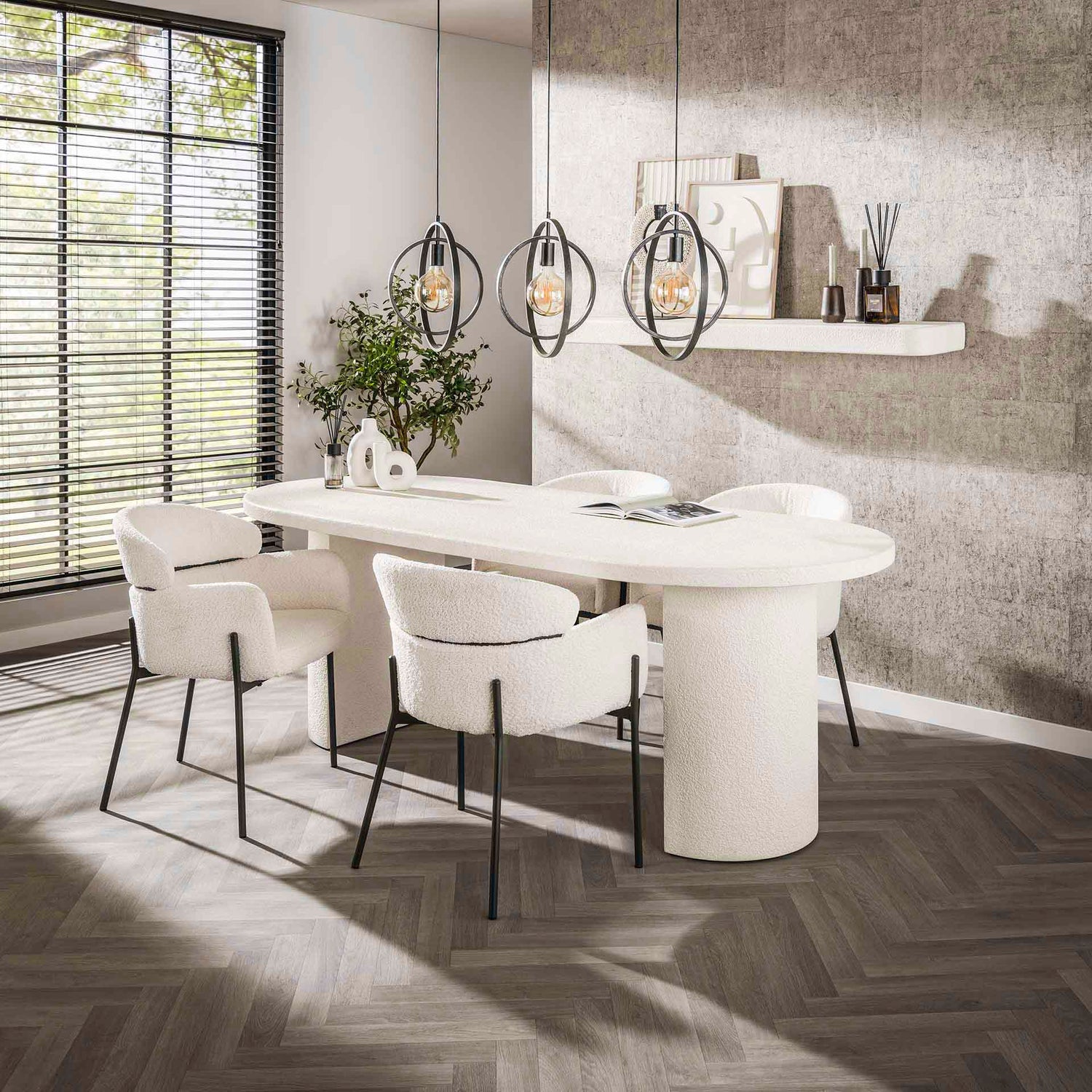 Eettafel Arch Stone - 215x90x77 cm - Marmer Composiet