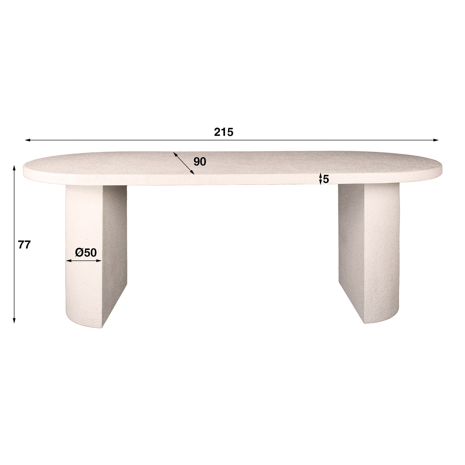 Eettafel Arch Stone - 215x90x77 cm - Marmer Composiet