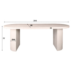 Eettafel Arch Stone - 215x90x77 cm - Marmer Composiet