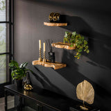 Wandschap Naturel Line - Set van 3 - 55x25x4 cm - Teakhout