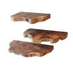 Wandschap Naturel Line - Set van 3 - 55x25x4 cm - Teakhout