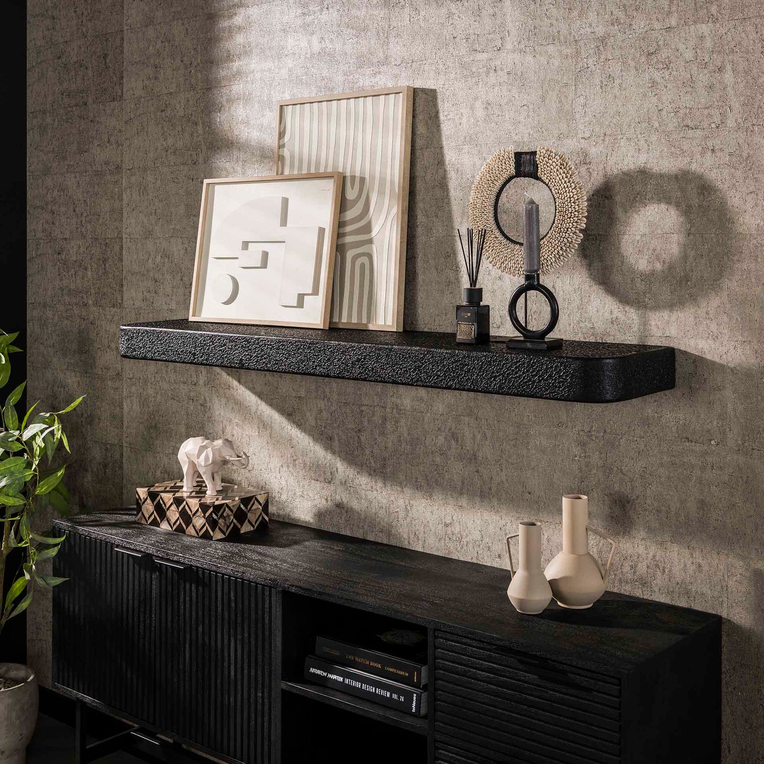 Wandplank 150cm Metallic - 150x29x8 cm - Grijs