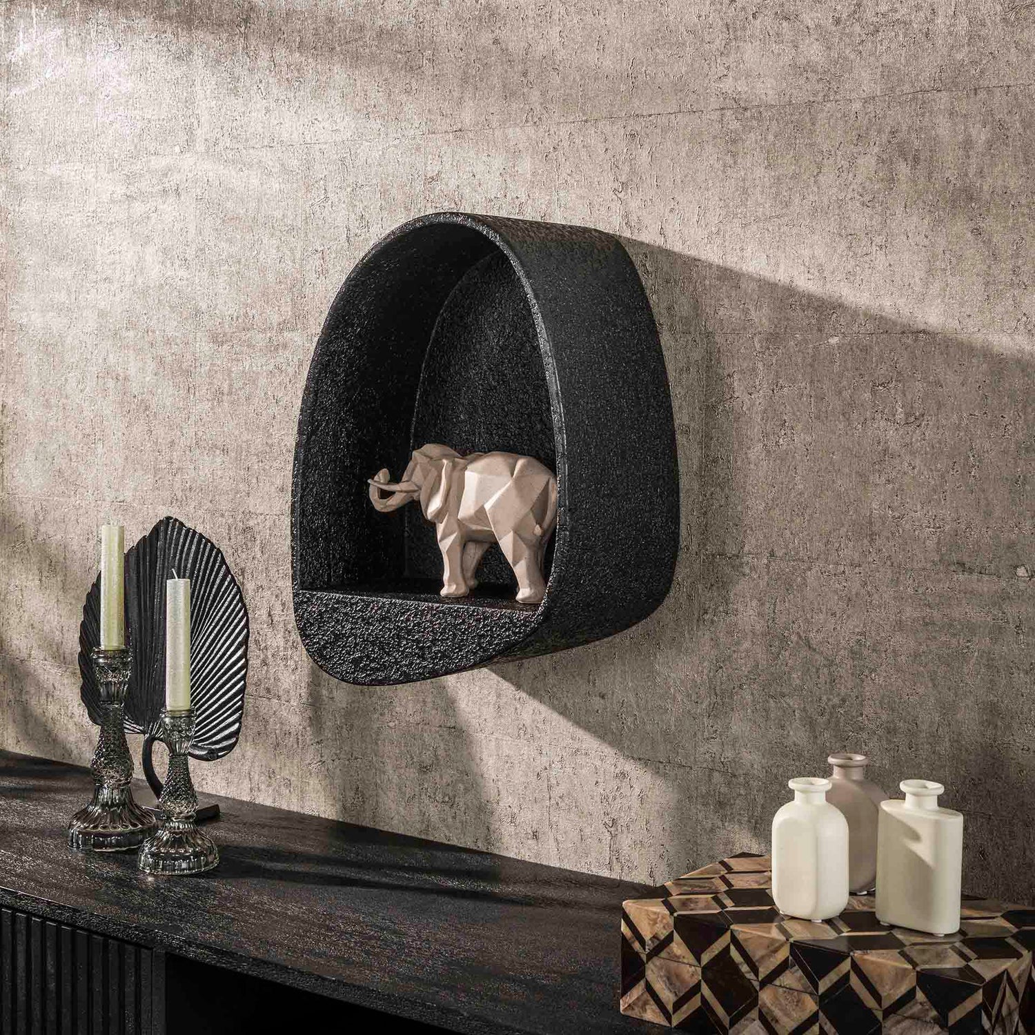 Wandschap Metallic Druppel - 34x21x46 cm - Grijs