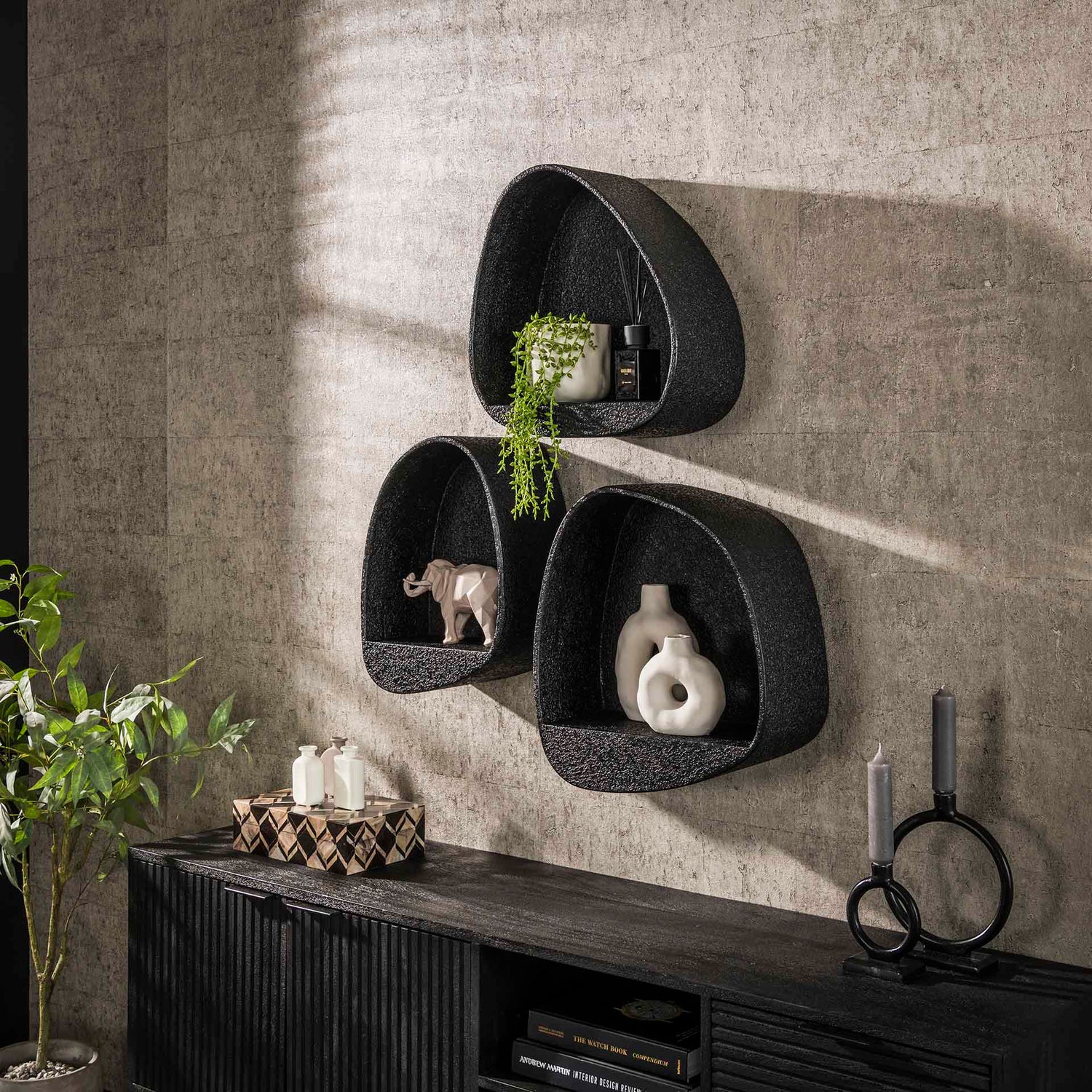 Wandschap Metallic Druppel - 34x21x46 cm - Grijs
