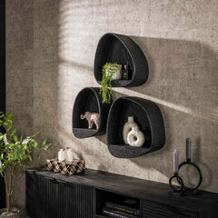 Wandschap Metallic Breed - 44x21x48 cm - Grijs