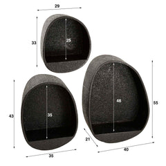 Wandschap set Metallic Druppel - 40x21x55 cm - Grijs
