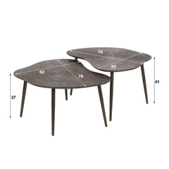 Salontafel Brown Ray Metal Leaf - Set van 2 - 76x62x41 cm - Donkerbruin Brons