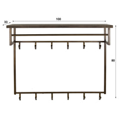 Kapstok Ferro Hoog met 12 Haken - 100x33x80 cm - Brons Antiek