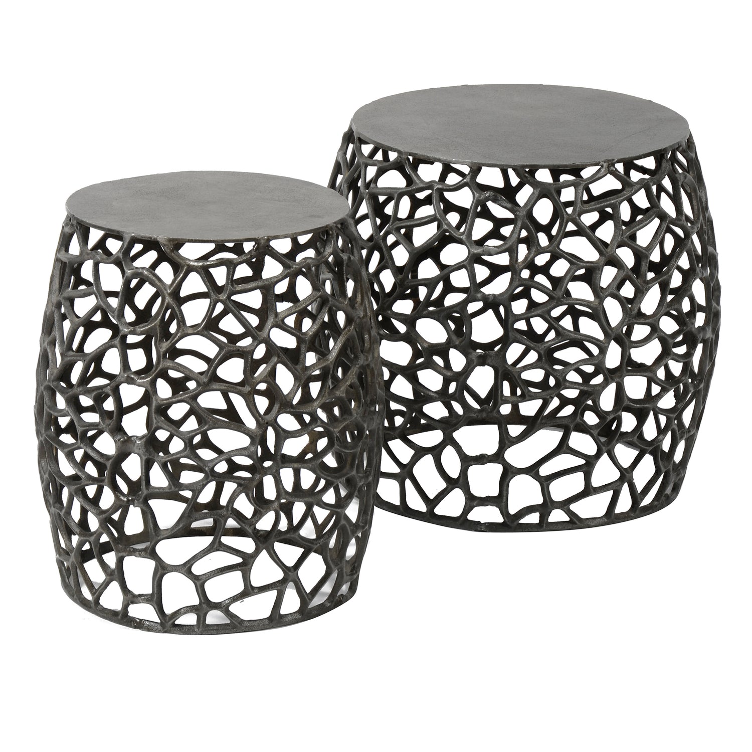 Bijzettafel Maze Zandgegoten - Set van 2 - 45x45x42 cm - Zwart Nikkel
