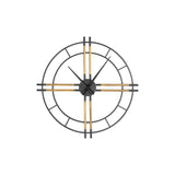 Joan Black Clock With Gold Tubes Round