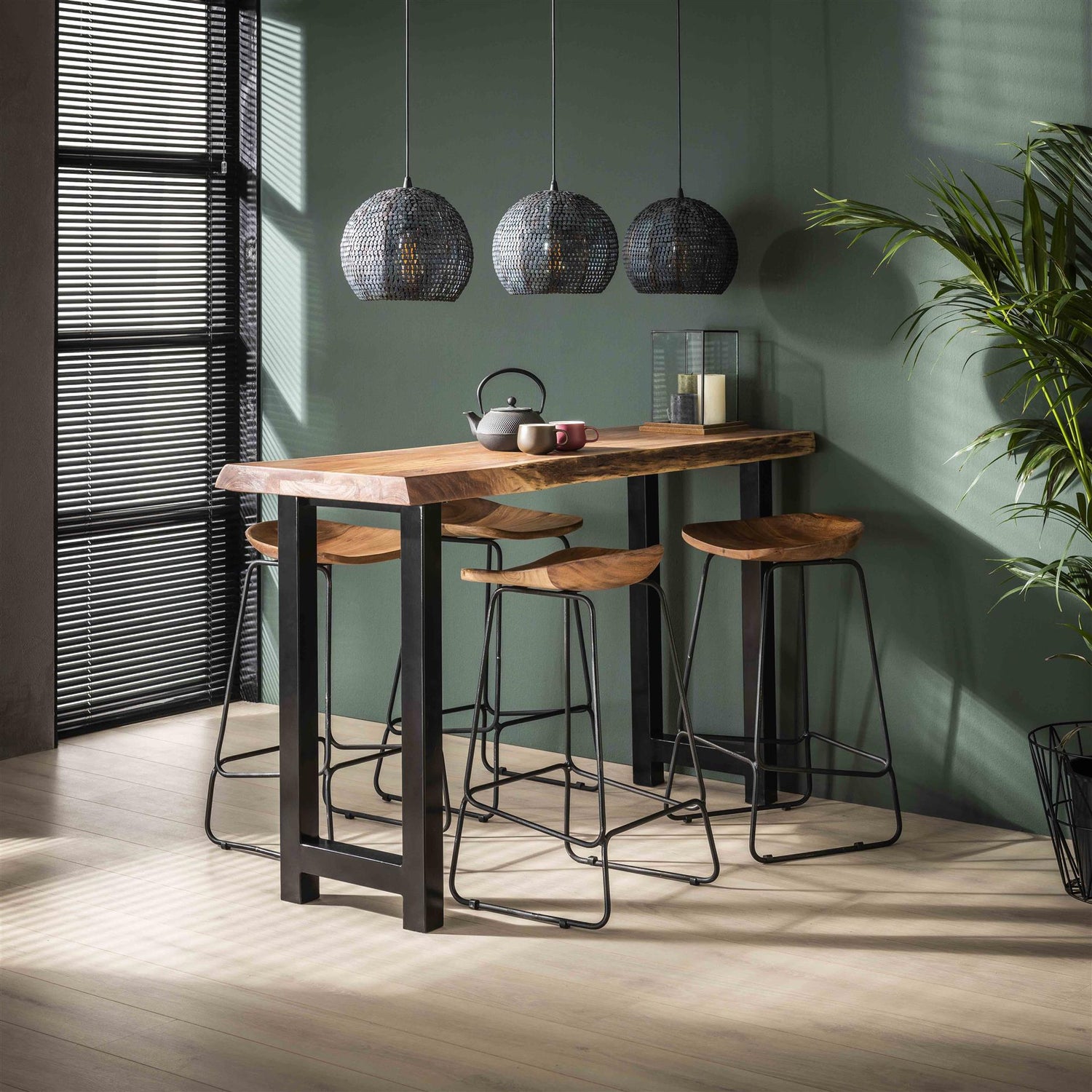 Barstoel Ergo 4 stuks - 42x40x73 cm - Naturel - Acacia