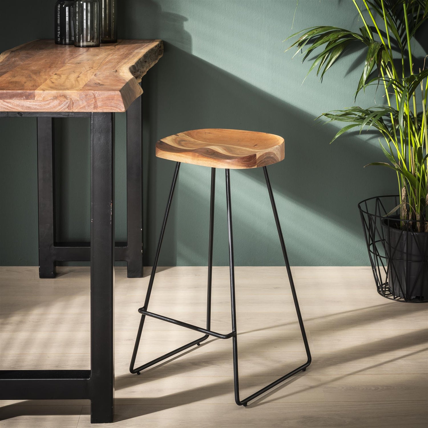 Barstoel houten zitting 4 stuks - 37x29x71 cm - Naturel - Acacia