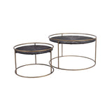 Carry Black Wood Coffeetable Round Gold Frame Sv2