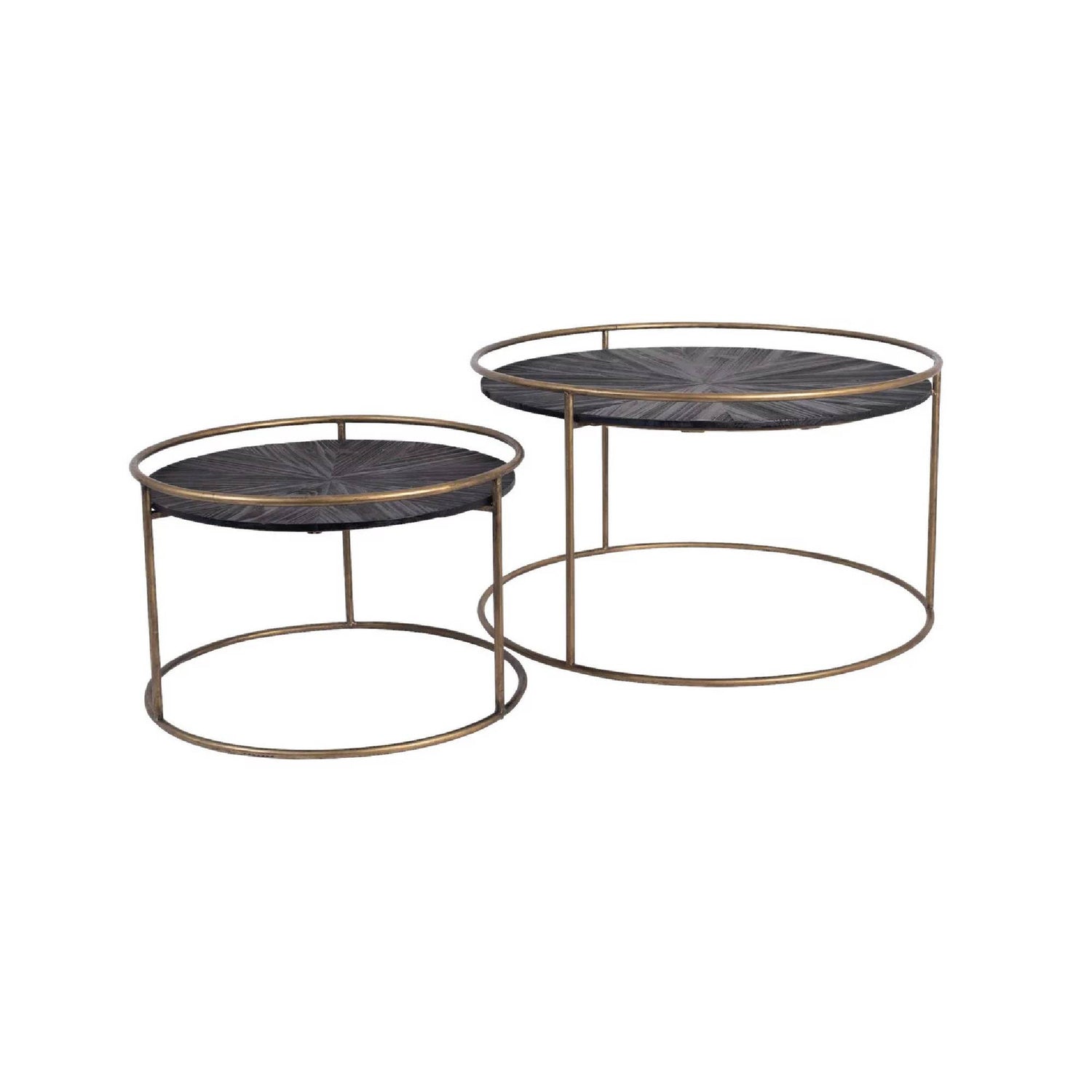 Carry Black Wood Coffeetable Round Gold Frame Sv2