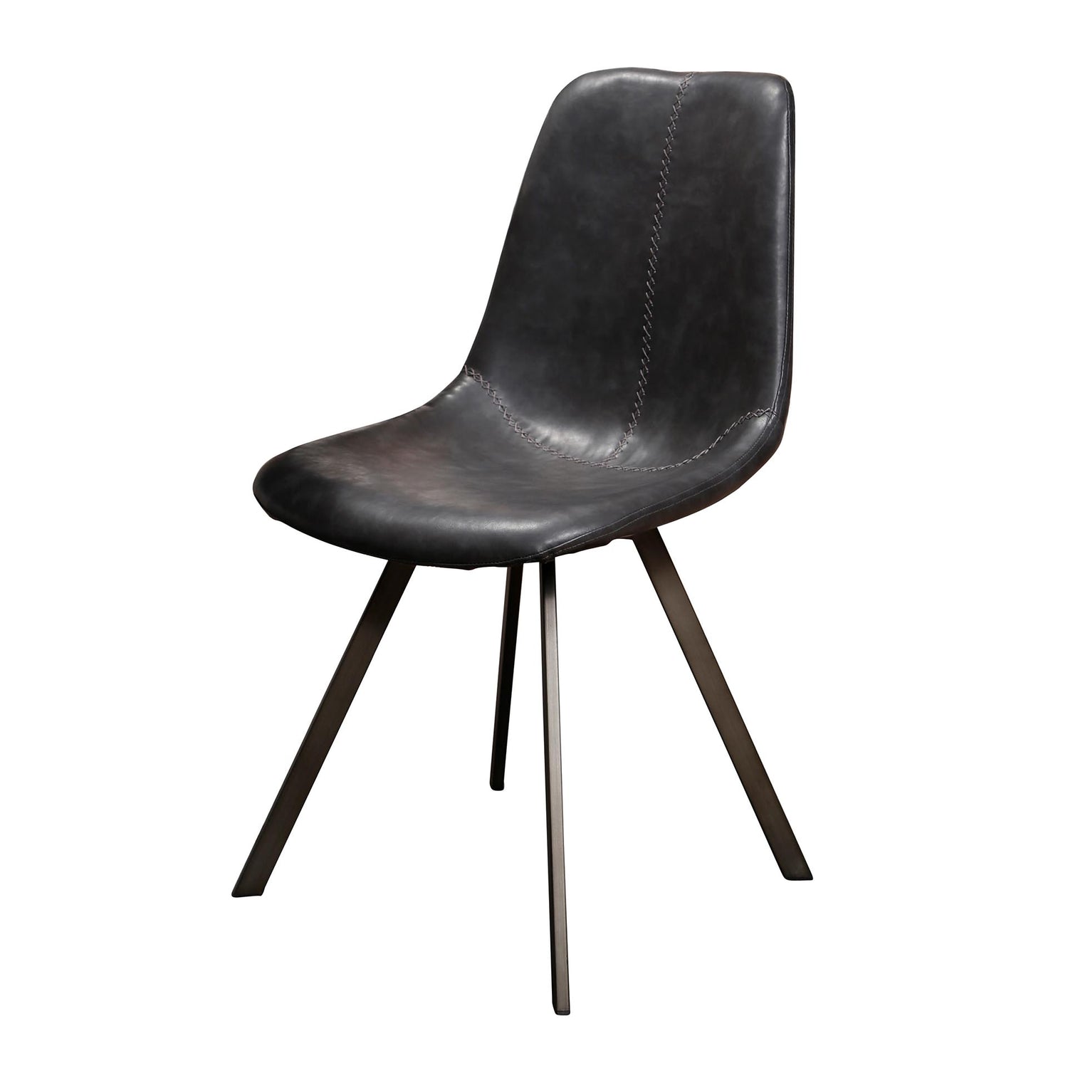 Stoel Zig-Zag Plat Frame 4 stuks - 46x58x87 cm - Saddle PU Zwart