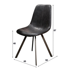 Stoel Zig-Zag Plat Frame 4 stuks - 46x58x87 cm - Saddle PU Zwart