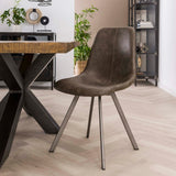 Stoel Zig-Zag met plat frame 4 stuks - 46x58x87 cm - Saddle PU Taupe