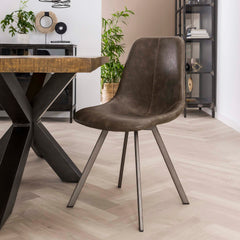 Stoel Zig-Zag met plat frame 4 stuks - 46x58x87 cm - Saddle PU Taupe