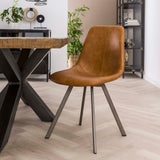Stoel Zig-Zag Plat Frame 4 stuks - 46x58x87 cm - Bruin - Cowhide