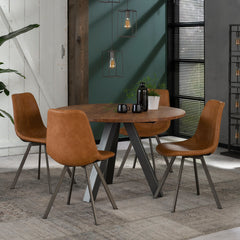 Stoel Zig-Zag Plat Frame 4 stuks - 46x58x87 cm - Bruin - Cowhide