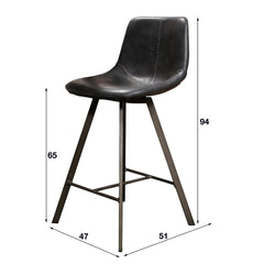 Barstoel Zig-Zag plat frame 4 stuks - 47x51x94 cm - Saddle Zwart - PU