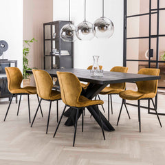 Stoel Ronde Buis 4 stuks - 46x51x84 cm - Goud - Velours