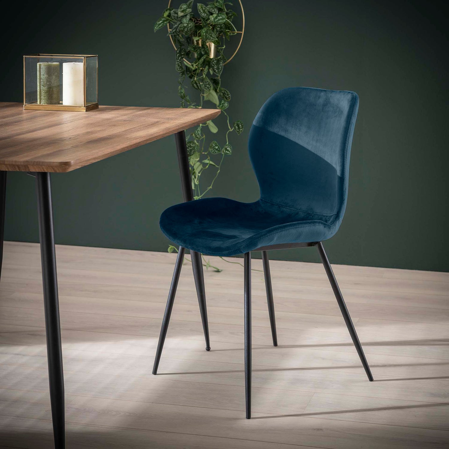 Stoel ronde buis - 4 stuks - 46x51x84 cm - Blauw Velours