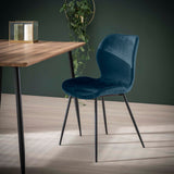 Stoel ronde buis - 4 stuks - 46x51x84 cm - Blauw Velours