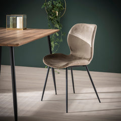 Stoel Ronde Buis 4 stuks - 46x51x84 cm - Champagne Velours