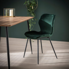 Stoel Ronde Buis 4 stuks - 46x51x84 cm - Groen - Velours