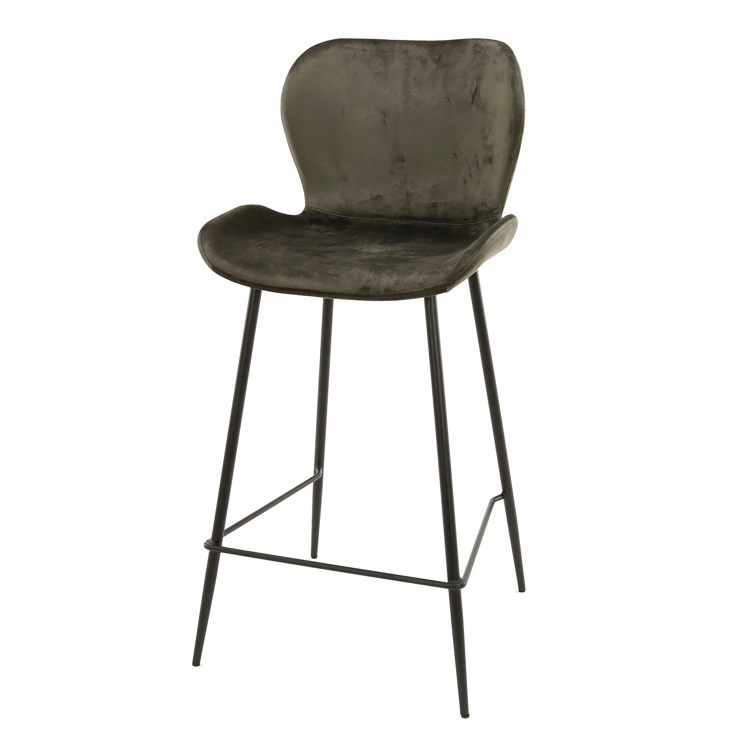 Barstoel Ronde Buis 4 stuks - 47x51x99 cm - Antraciet - Velours