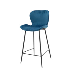 Barstoel Ronde Buis 4 stuks - 47x51x99 cm - Blauw Velours