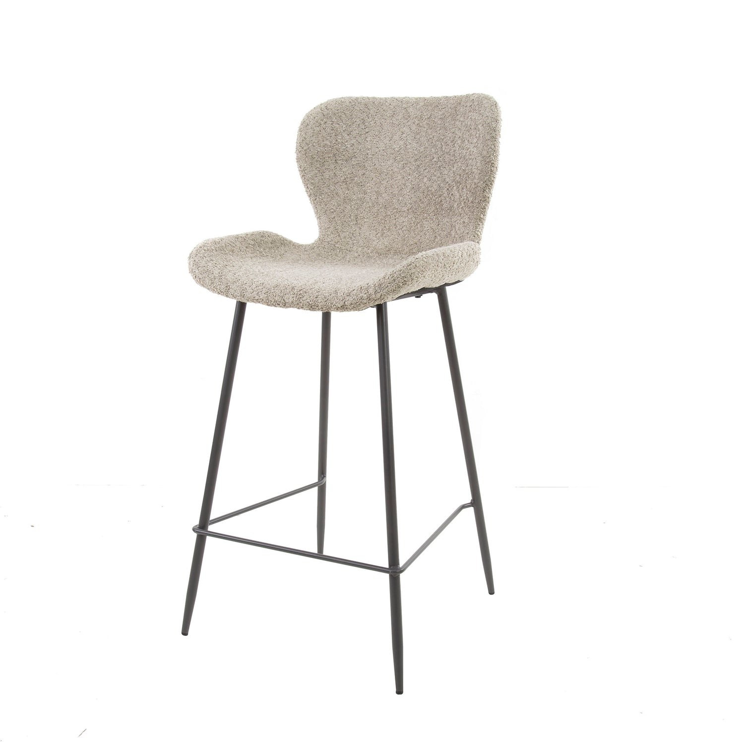 Barstoel Ronde Buis 4 stuks - 47x51x99 cm - Boucle Zandkleur