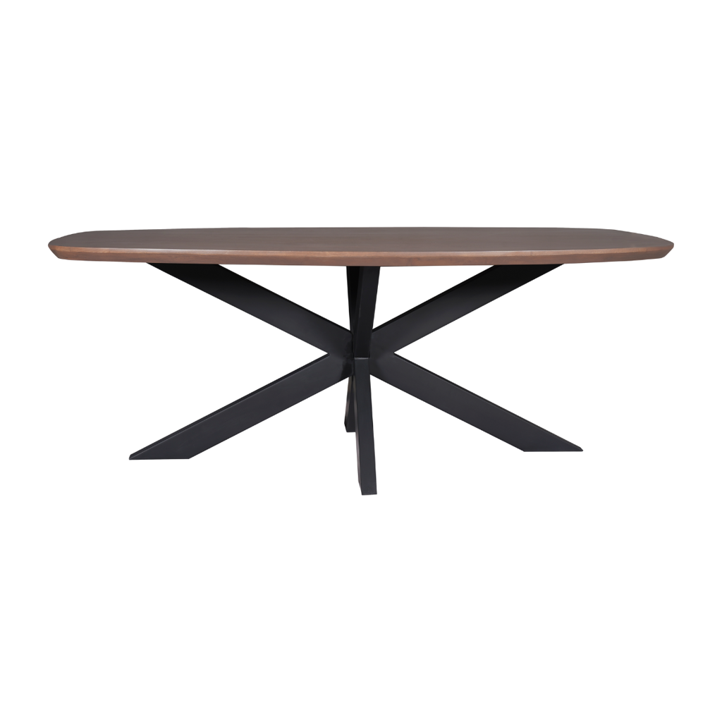 Eettafel Madison Walnoot | 200 cm | Deens Ovaal | Poot Zwart
