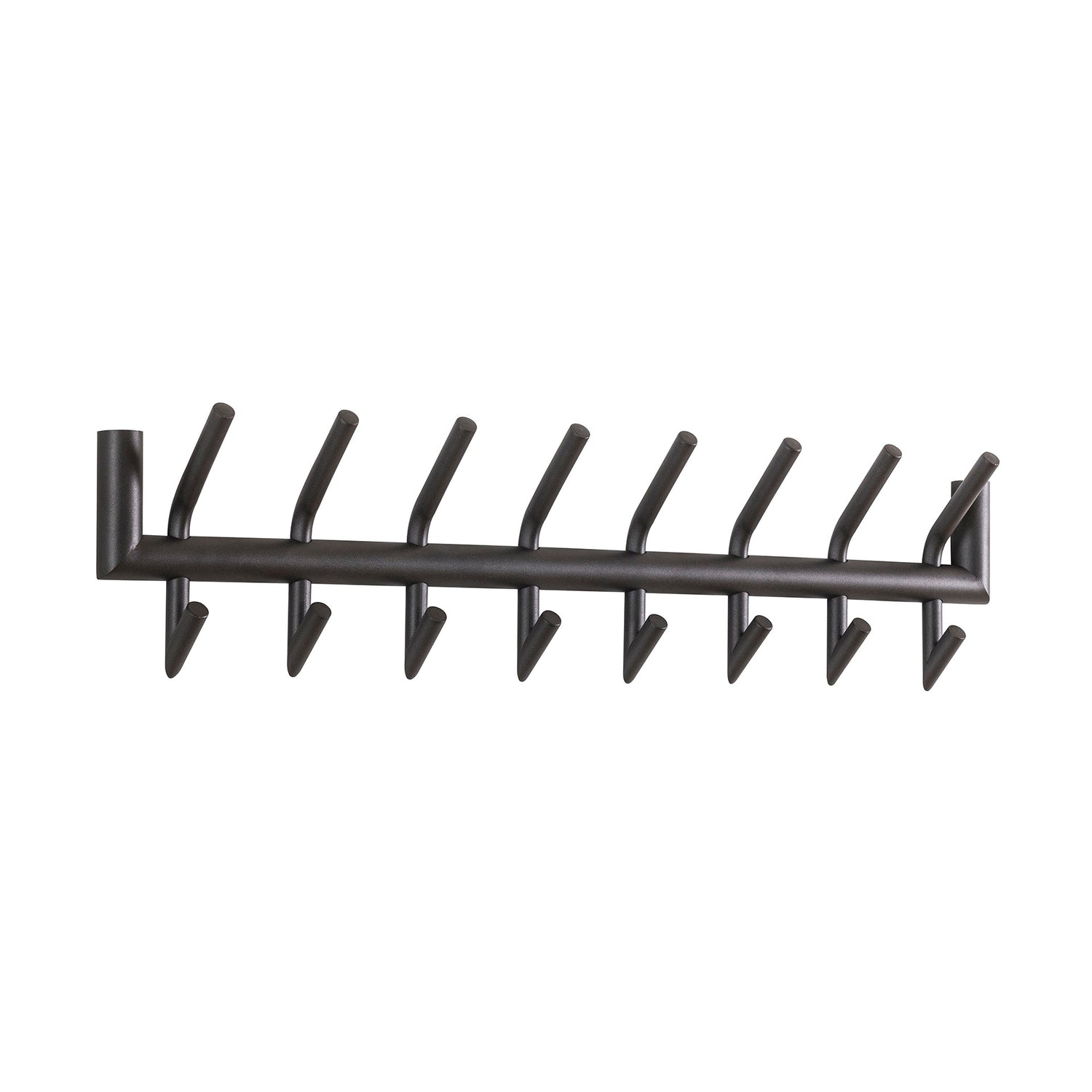 Garderobe met 16 haaks ronde buien - 78x10x19 cm - Donkergrijs - Mat