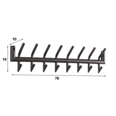 Garderobe met 16 haaks ronde buien - 78x10x19 cm - Donkergrijs - Mat