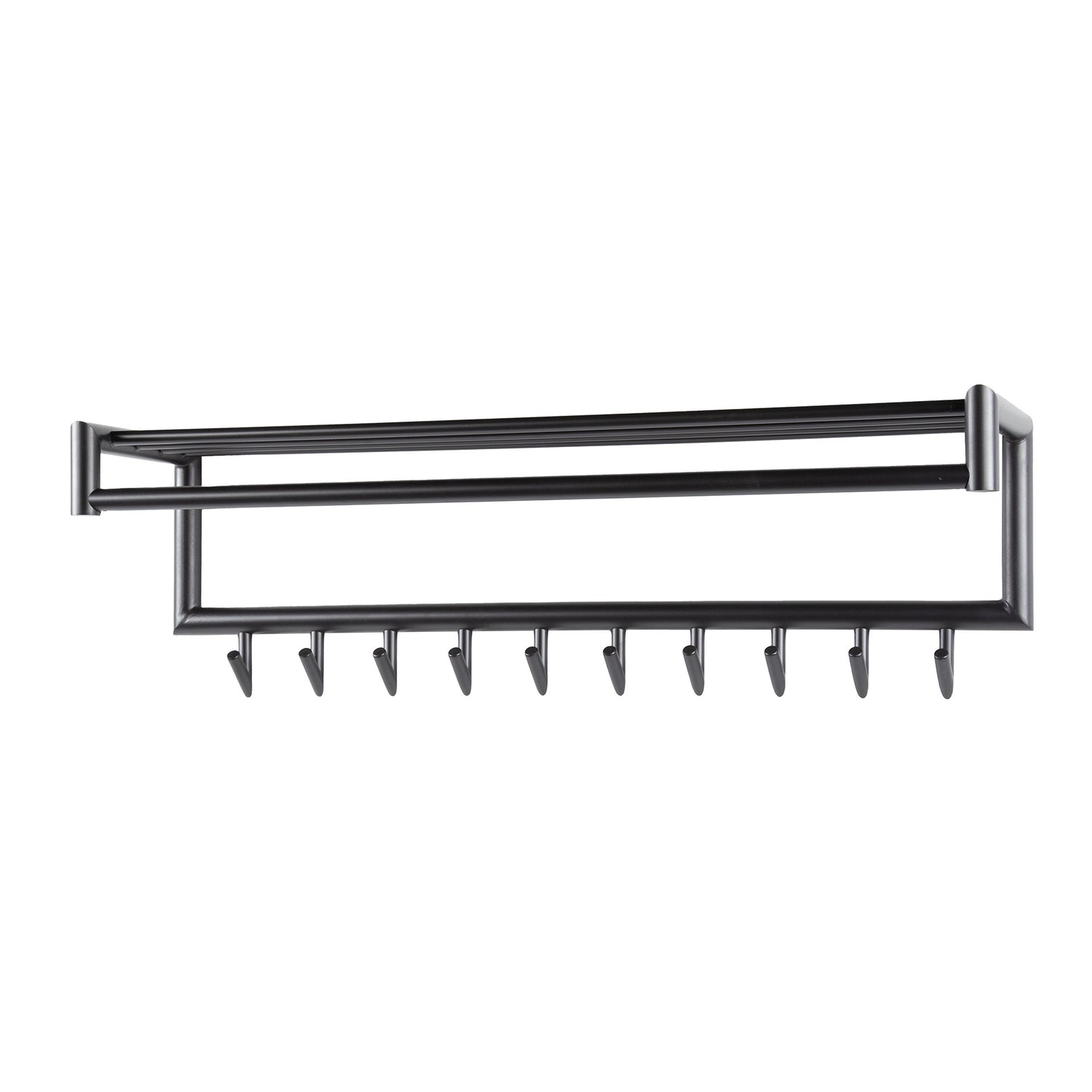 Kapstok met 10 haaks roede ronde buis - 100x27x30 cm - Donkergrijs - Mat
