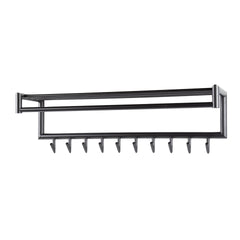 Kapstok met 10 haaks roede ronde buis - 100x27x30 cm - Donkergrijs - Mat