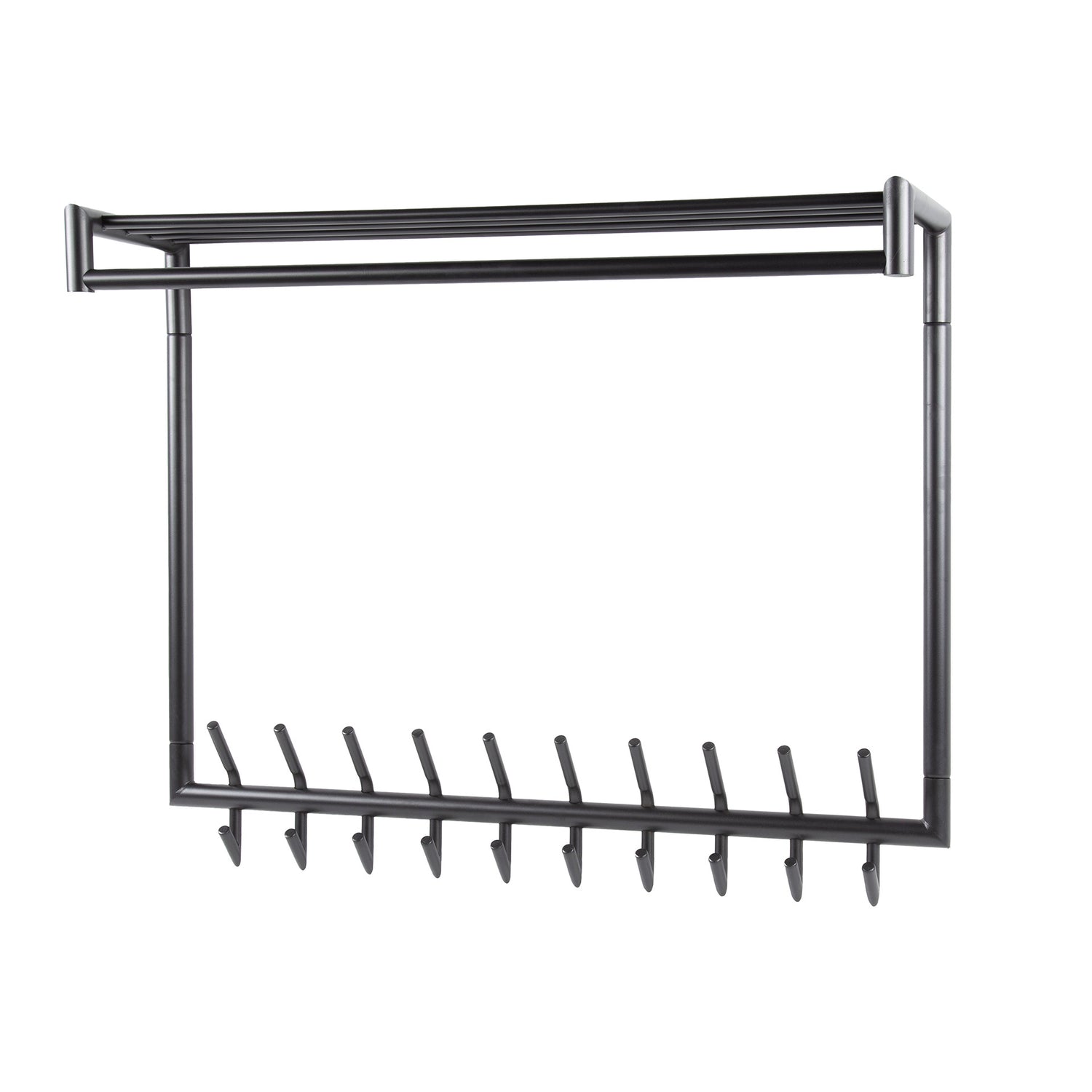 Kapstok met 20 haaks hoog roede ronde buis - 100x27x80 cm - Donkergrijs - Mat