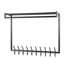 Kapstok met 20 haaks hoog roede ronde buis - 100x27x80 cm - Donkergrijs - Mat