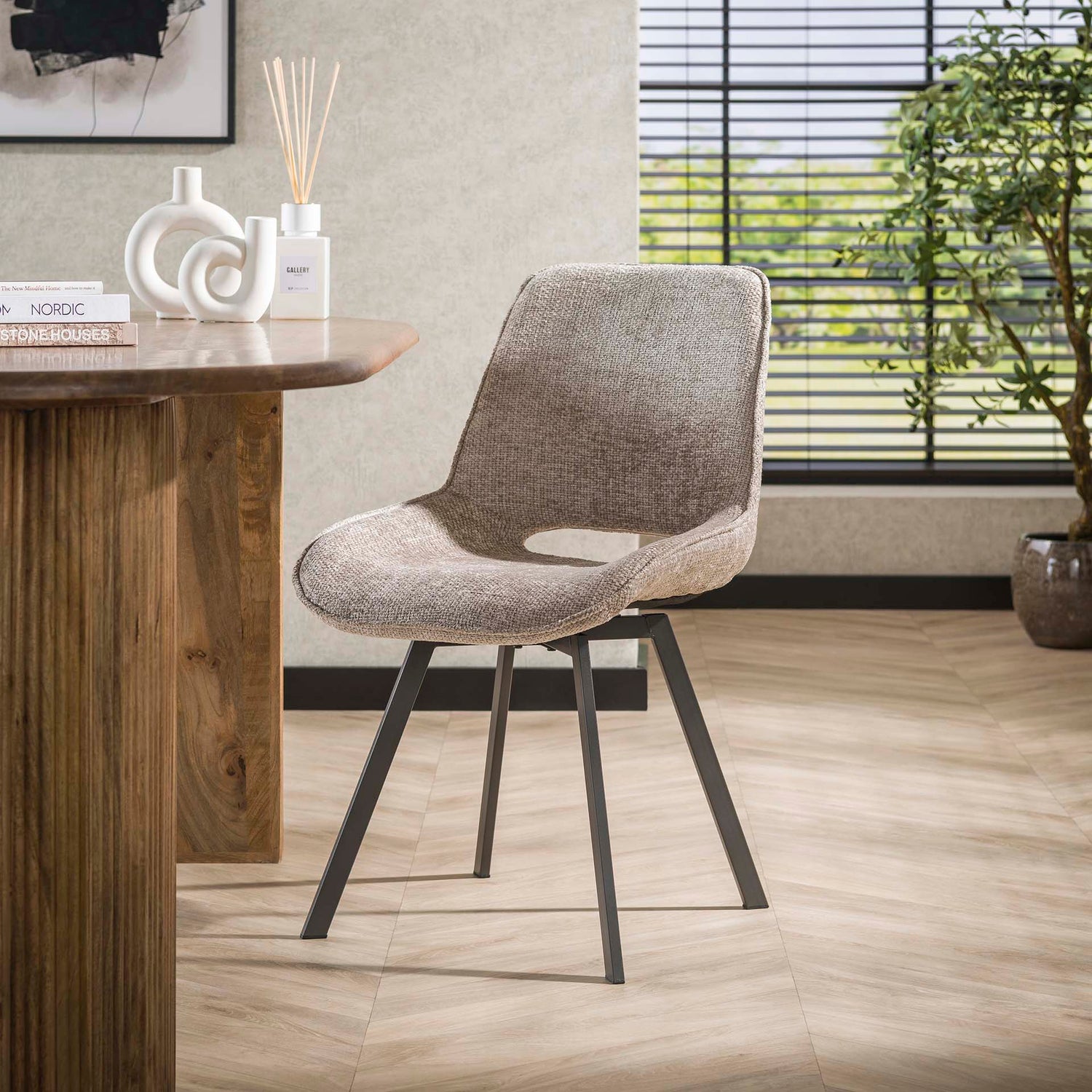 Stoel Swivel 4 stuks - 51x62x87 cm - Rich Zandkleur