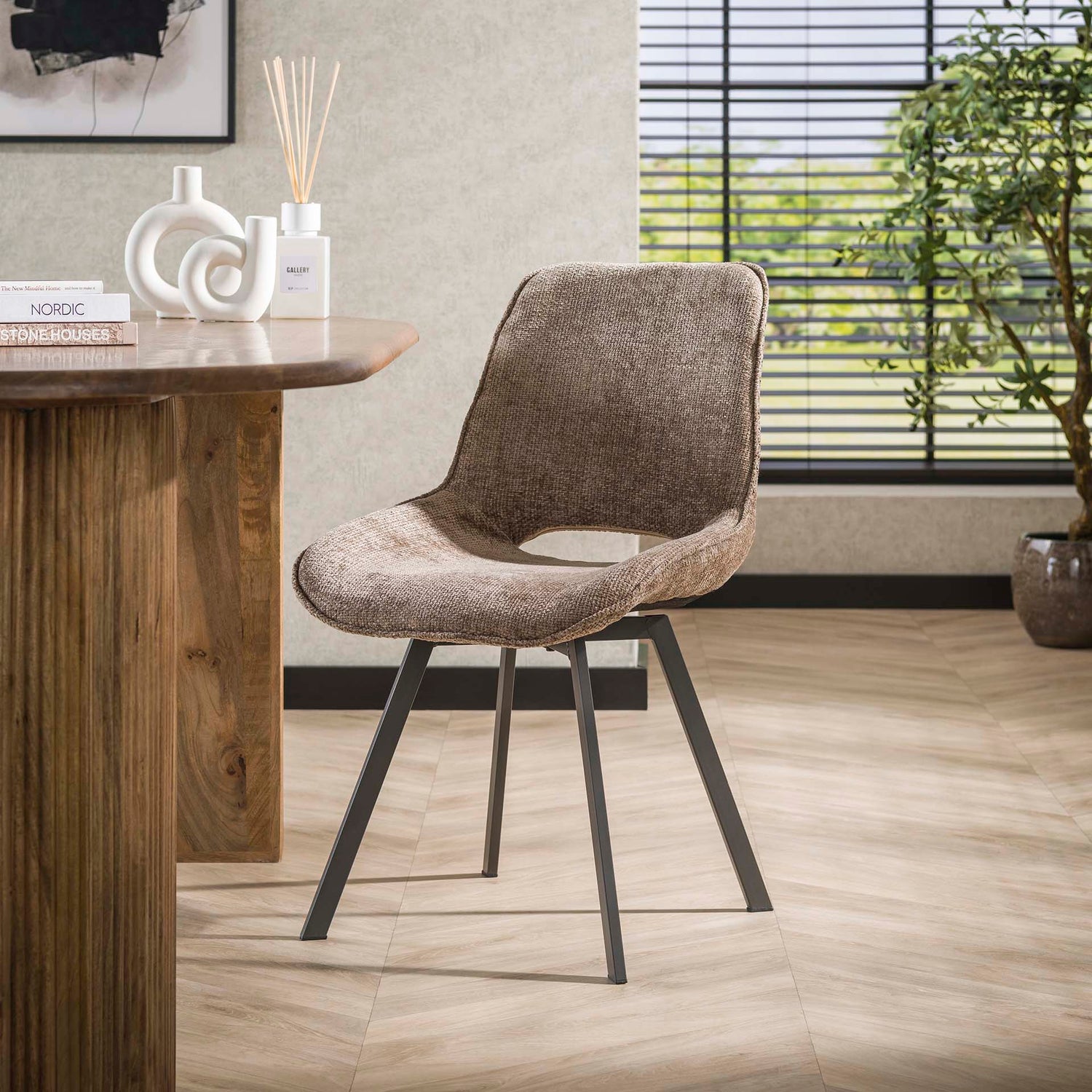 Stoel Swivel 4 stuks - 51x62x87 cm - Rich Champagne